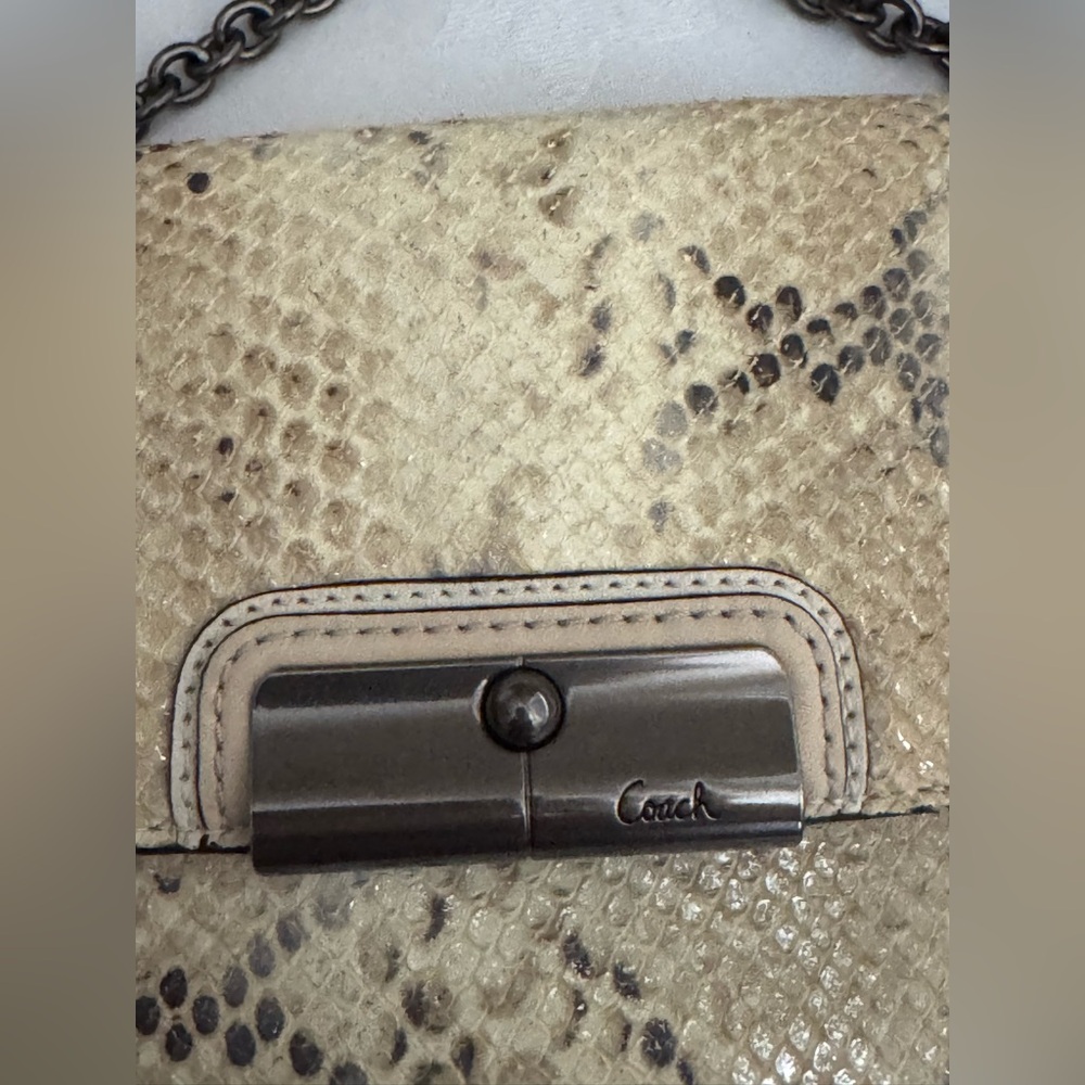 Coach Kristin Python Embossed Crossbody Bag with a detachable chain strap. - Picture 4 of 6